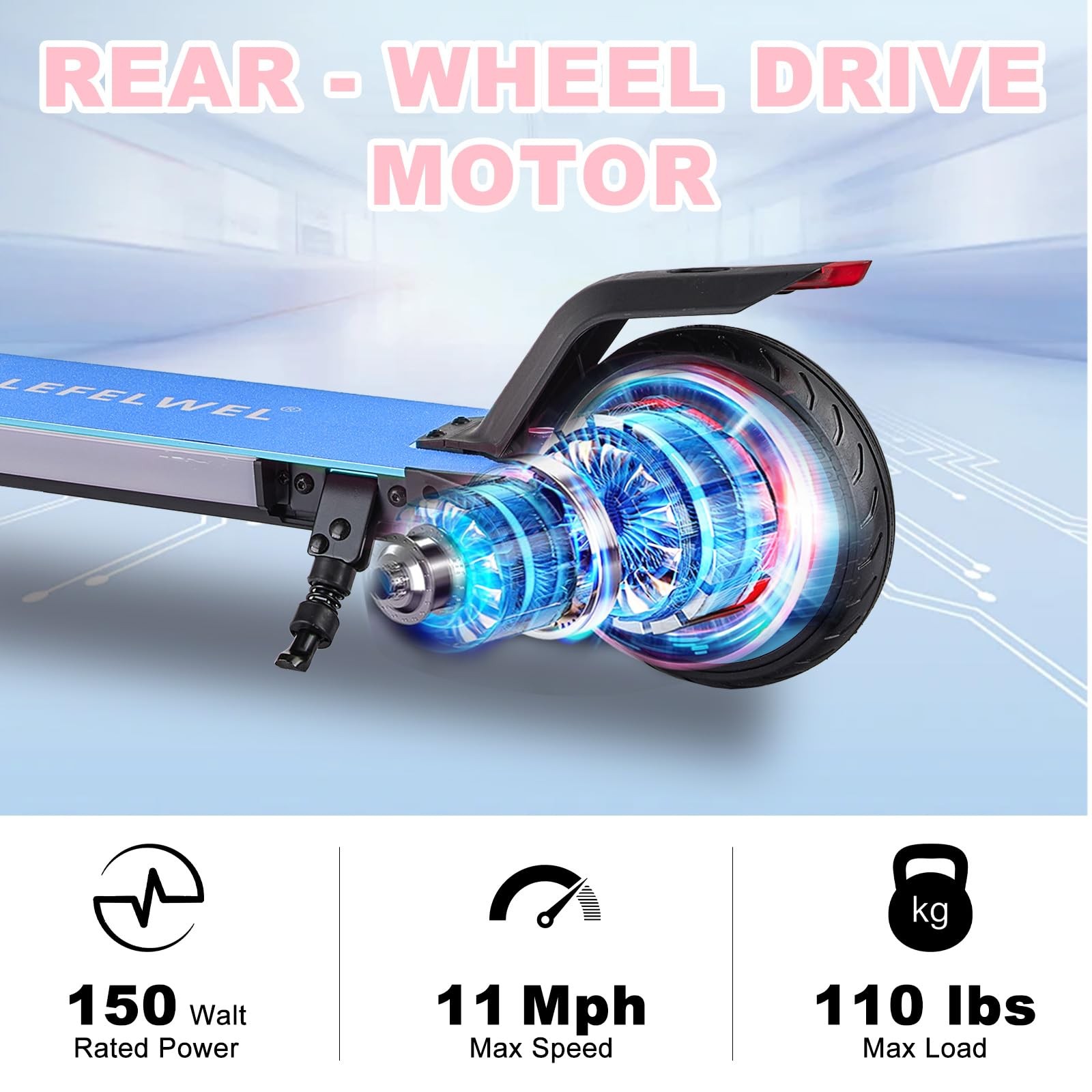 Electric Scooter for Kids Ages 6-14, 150W Motor, 4/7/11 Mph, 60 mins Ride Tim…