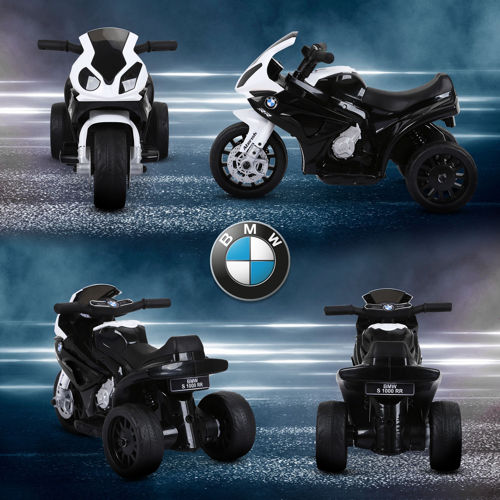 6V Kids Motorcycle Licensed BMW with Headlight, Music, Black