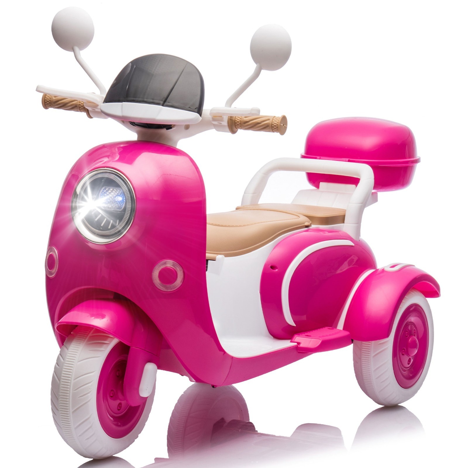 12V Ride on toys Kids Electric Motorcycle 2 Seater w/Bluetooth,LED, Rose Red