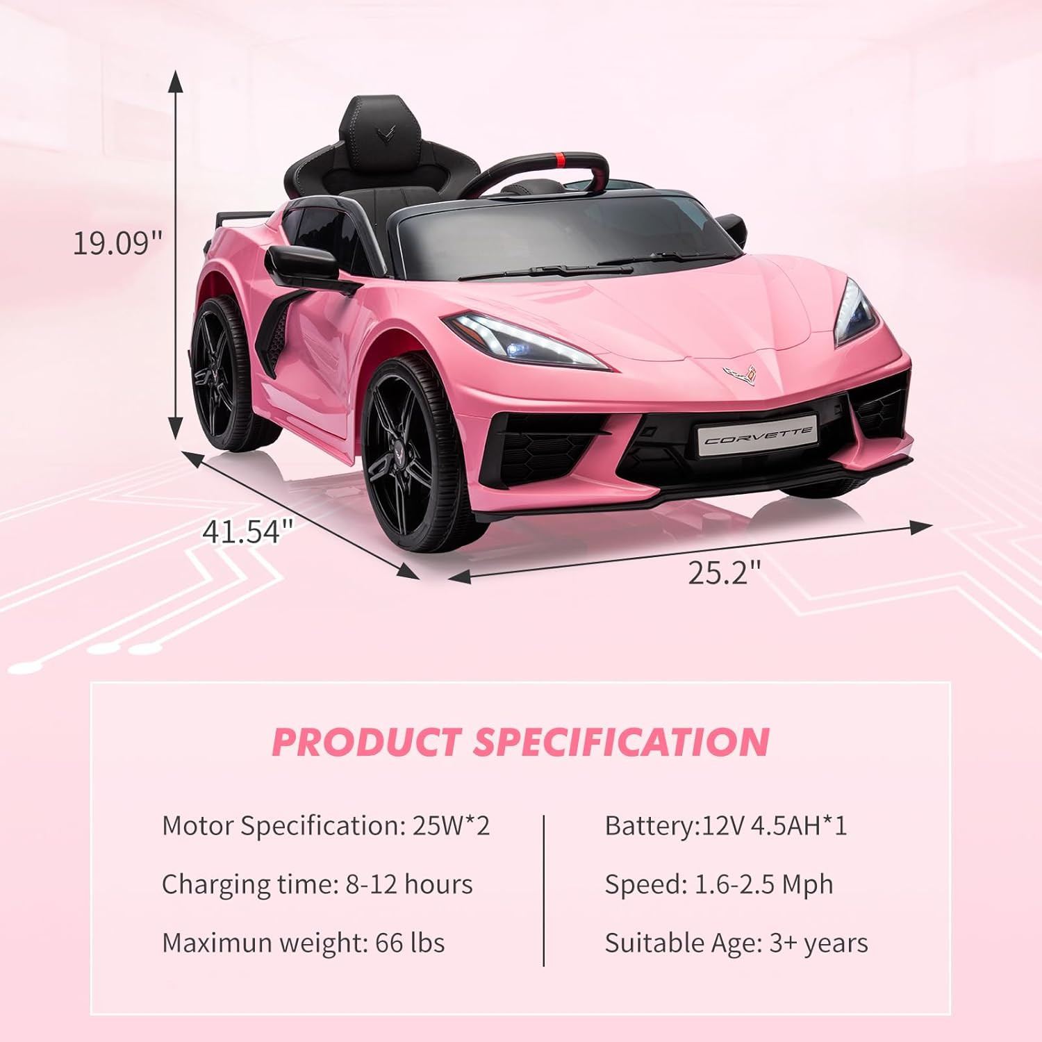 12V Kids Ride on Car Licensed Corvette Toddlers Electric Sports Car Ride on Toy