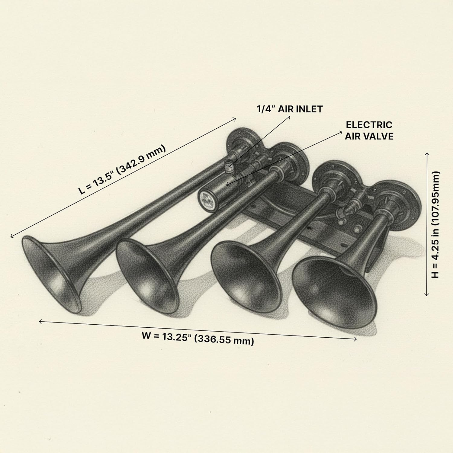 Rage 4-Chime Air Horn Kit – 120 PSI Loud 12V Train Horn System