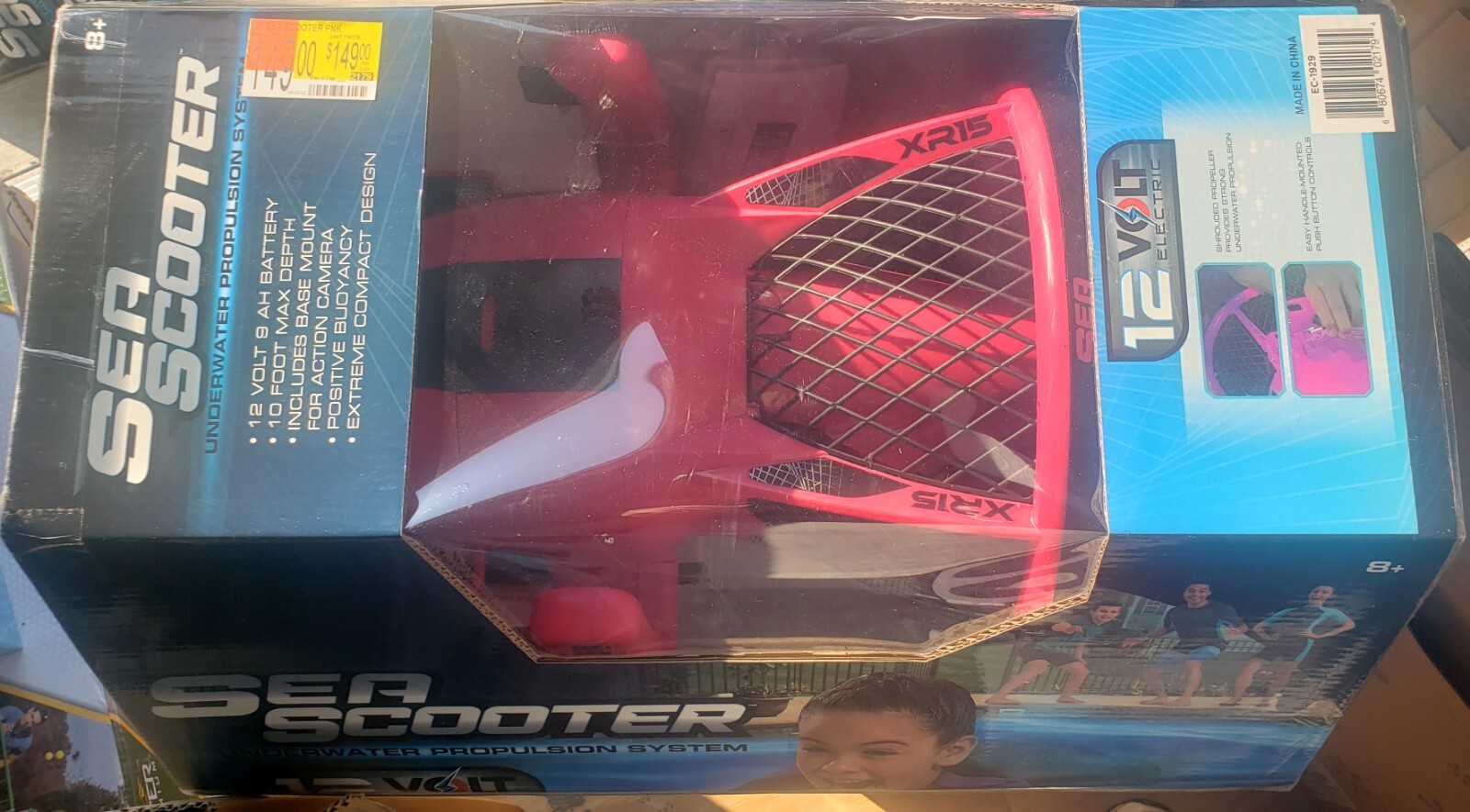 ACTION WHEELS 12 VOLT BATTERY-POWERED ELECTRIC SEA SCOOTER KID POOL TOY PINK 10′