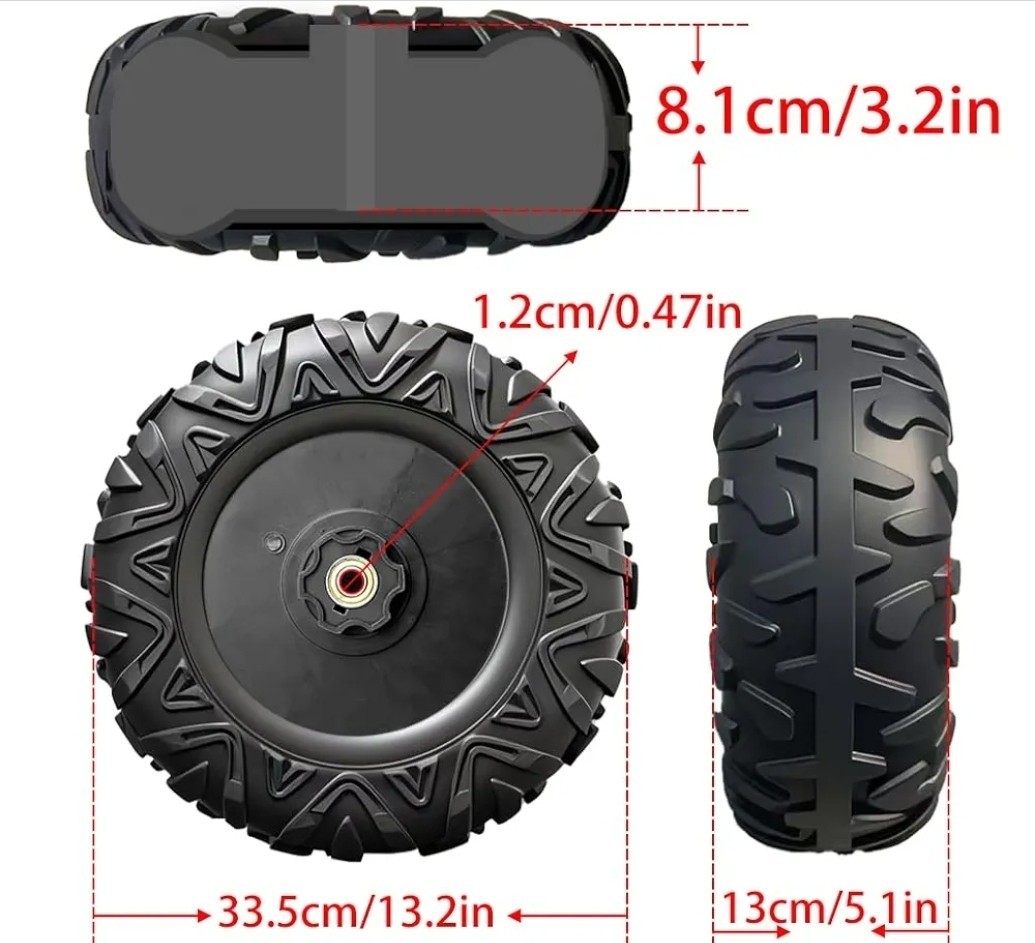 2Pack 33CM/13” EVA Solid Compound Tire for Power Wheels Ride on Car ﻿Alligator