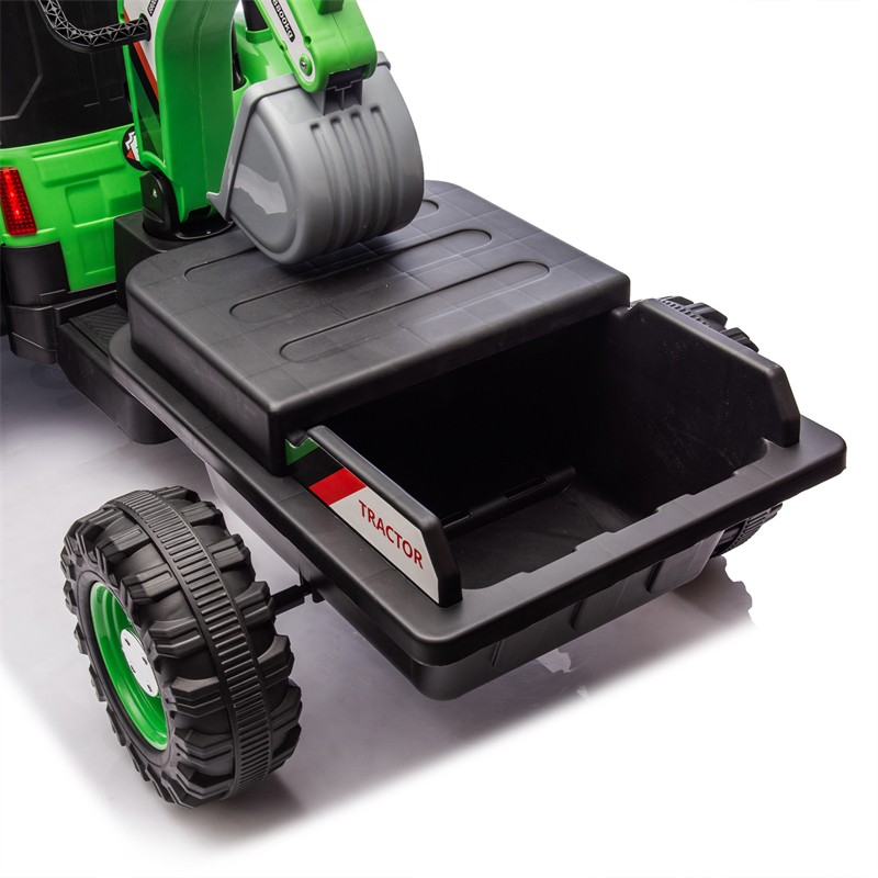 24V Ride On Tractor Toy w/ 4-in-1 Construction Attachments 3-Speed Aged Around 5