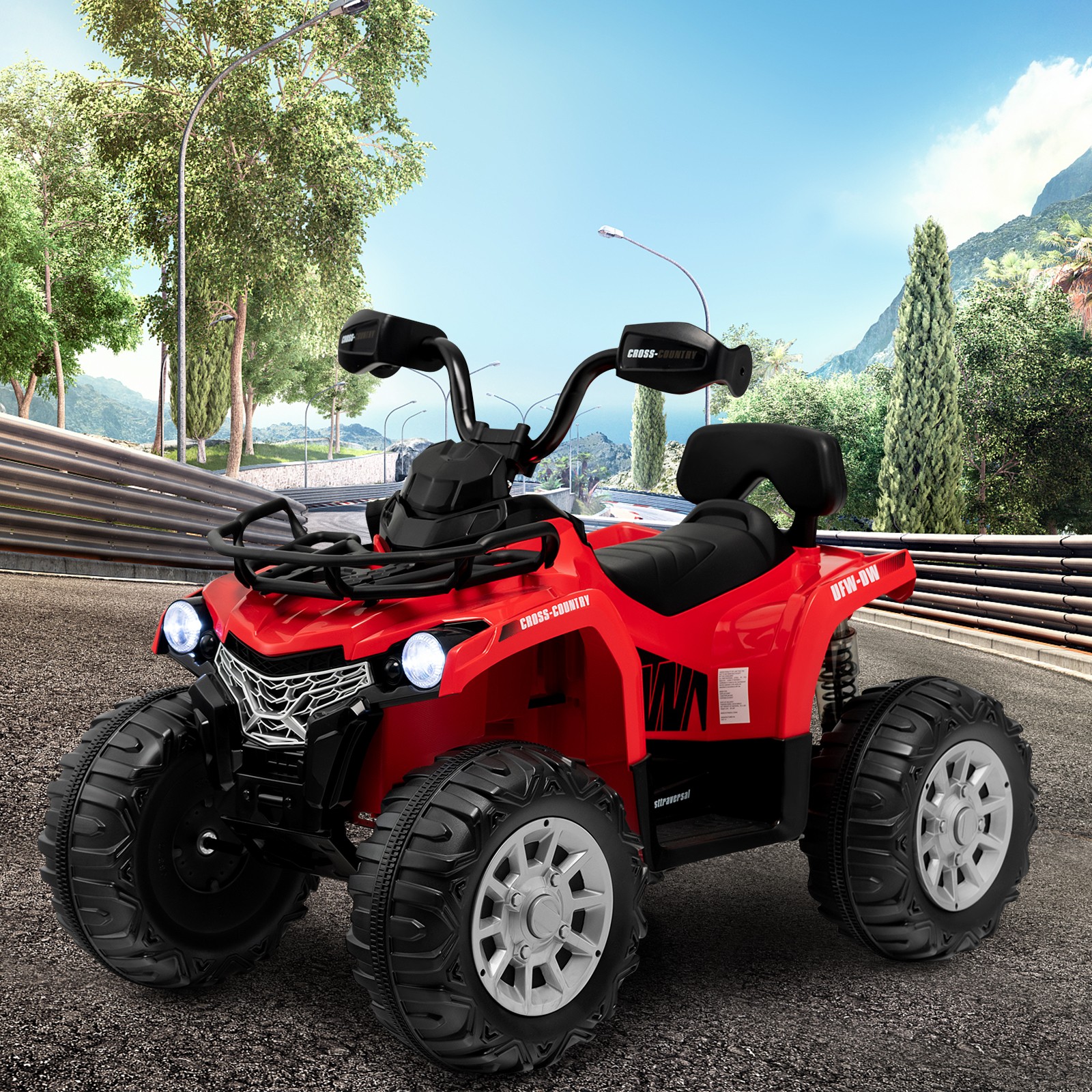 12V Kids Ride On ATV Electric 4-Wheeler Quad 2 Speeds w/ Mp3 & Headlights Red