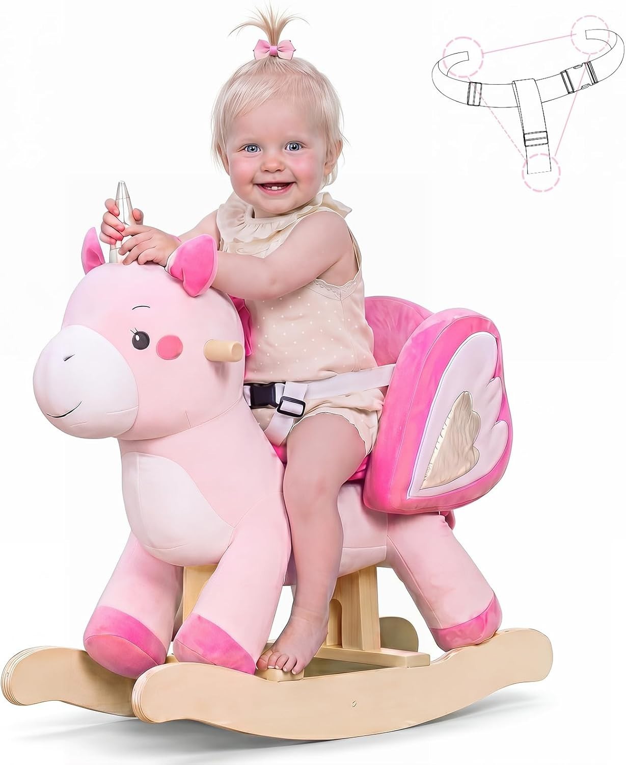 Pink Plush Unicorn Ride-On Rocker – Perfect for Growing Infants and Toddlers