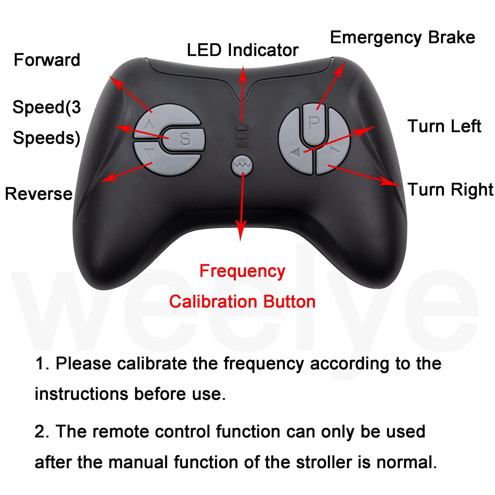 JR1839 Black Kids Powered Ride on car 2.4G Bluetooth Remote Control Accessories