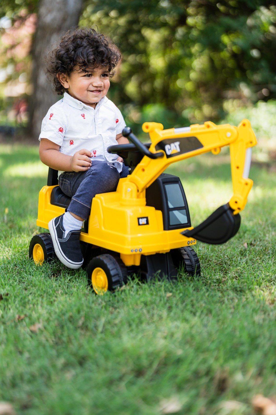 Licensed Excavator Ride-On Digger Toy for Kids – Rotating Bucket & Storage – Tod