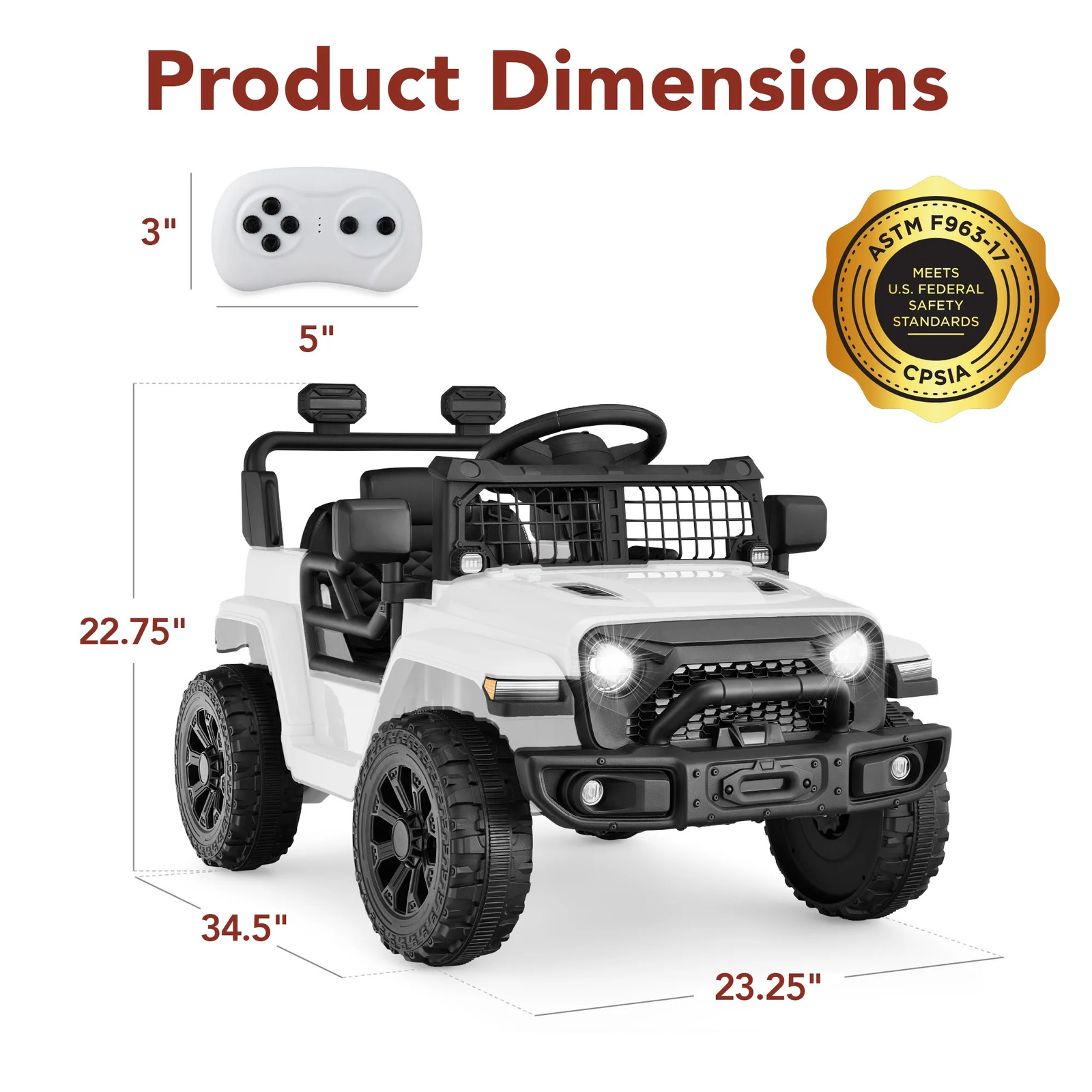 6V Kids Ride-On Truck Car W/ Parent Remote Control, 4-Wheel Suspension, LED Ligh