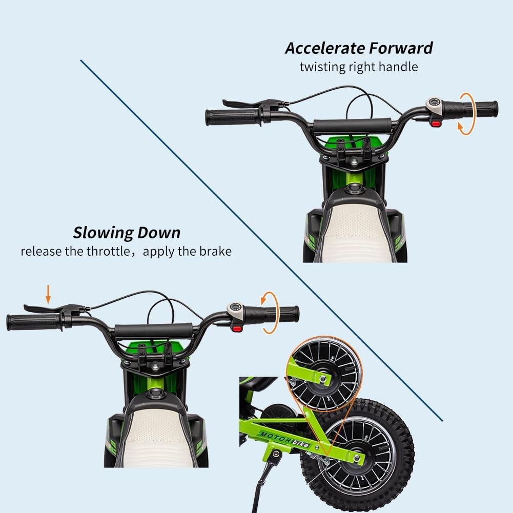 Garvee 24V Kids Electric Off-Road Motorcycle Dirt Bike for Kids Teens Riding Toy