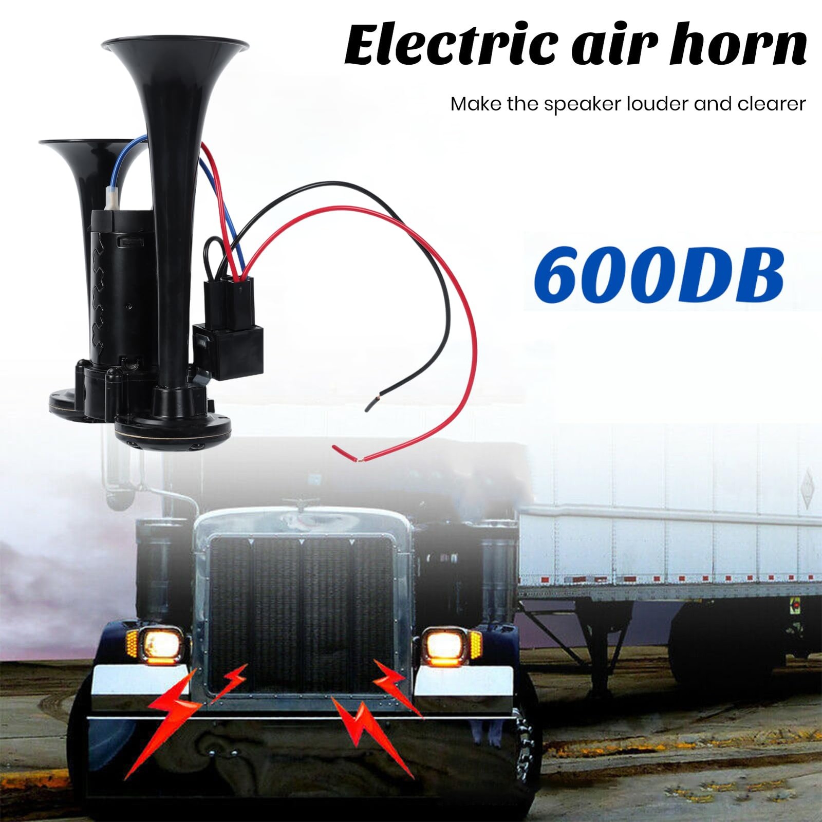 600DB Super Loud Dual Electric Air Horns Kit for Vehicles With Compressor, A…