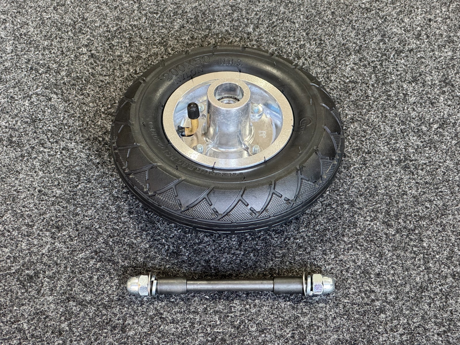 Brand New Genuine 200×50 Front Wheel and Tire Assembly for the Razor Crazy Cart