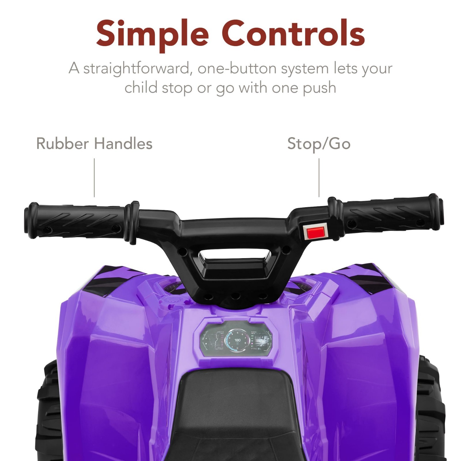 6V Kids Ride On ATV Quad 4-Wheeler Play Car, Treaded Tires, Push-Button, Purple