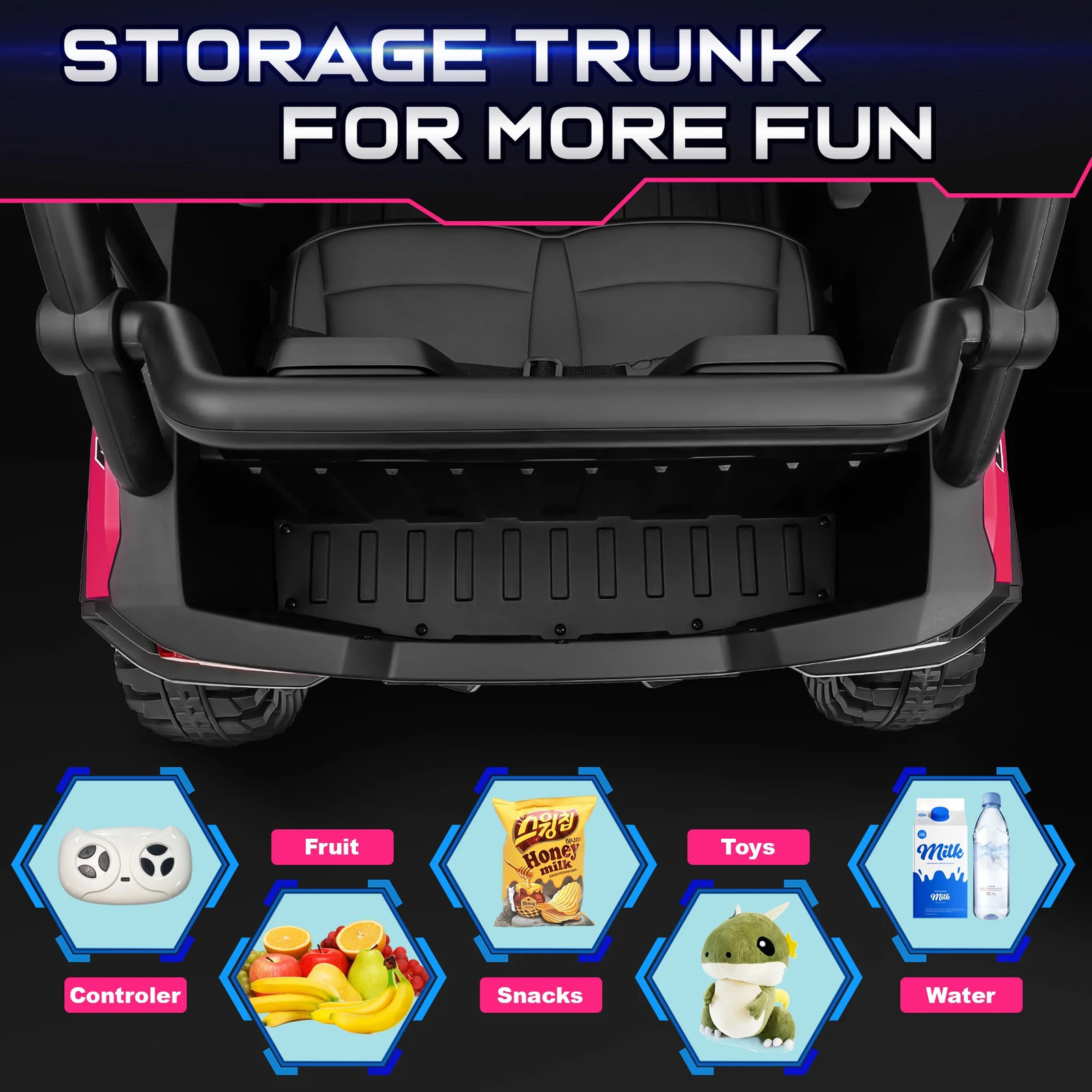 4WD 24V Ride on Toys for Kids with Remote Control, 2 Seater Electric Vehicle wi