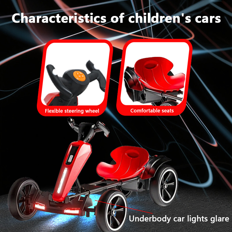 12V Electric Go Kart for Kids with Adjustable Seat Kids Pedal Go Kart, Red