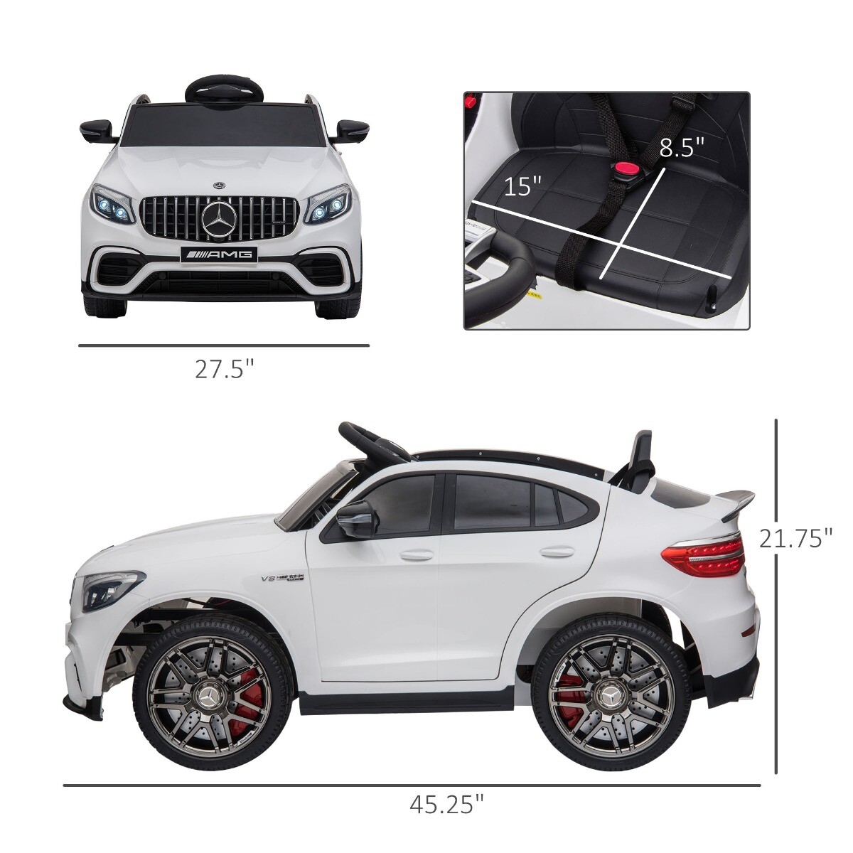 12V Ride On Toy Car for Kids with Remote Control Mercedes Benz AMG GLC63S Coupe