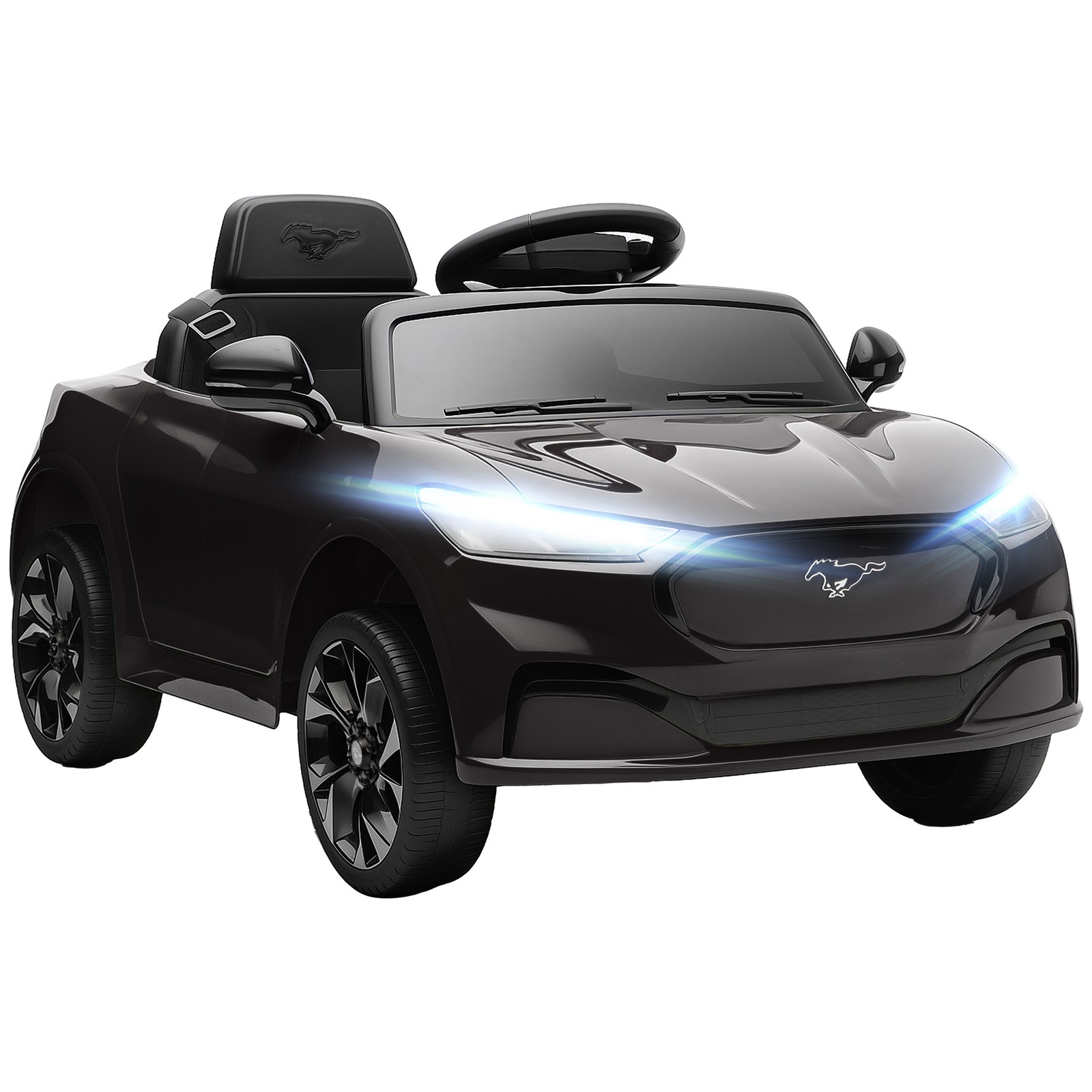 12V Kids Ride On Car, Licensed Ford Mustang Mach-E Electric Car, Black