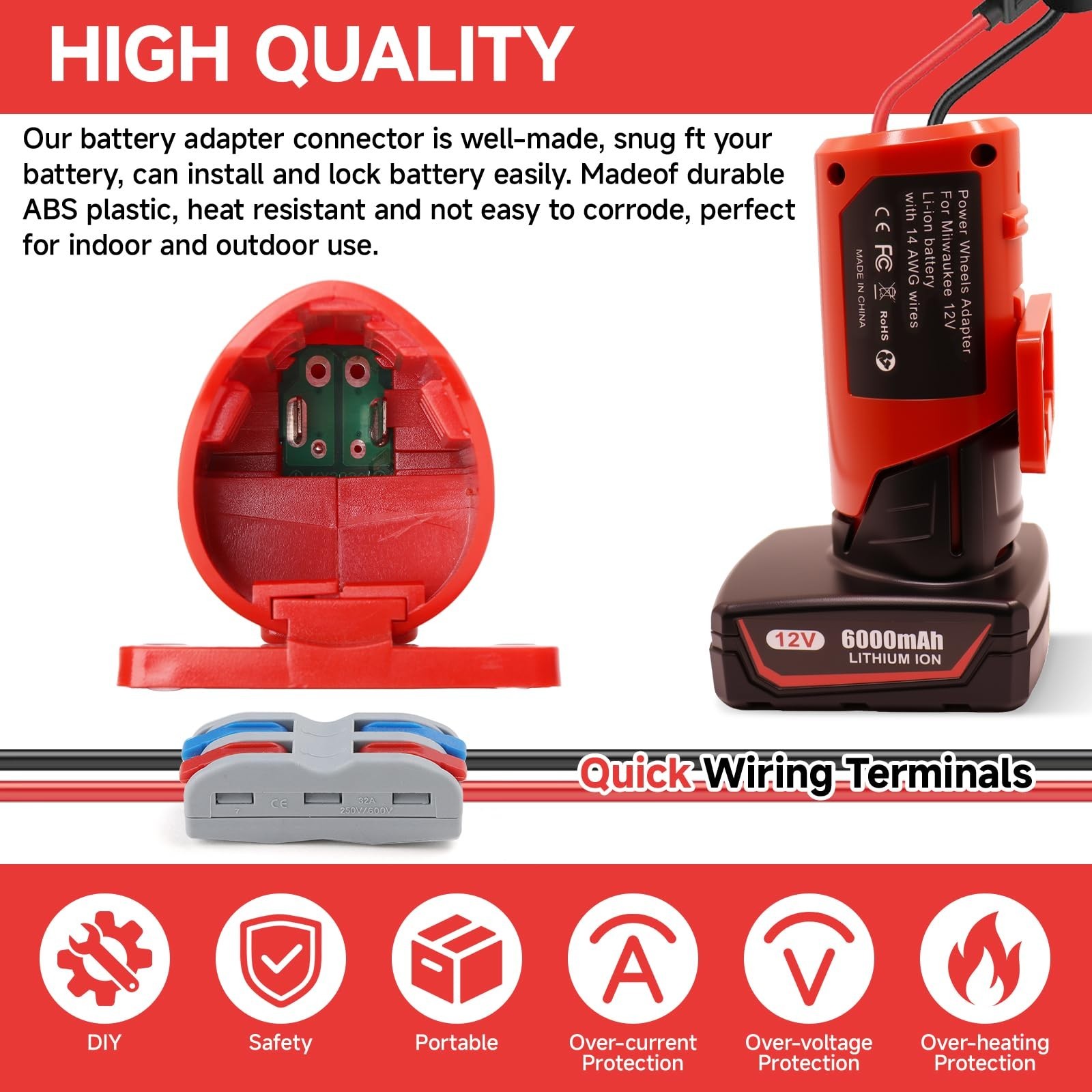 12V Battery Converter for Kids Ride-On Cars | Adapter with Fuse, Switch & Termin