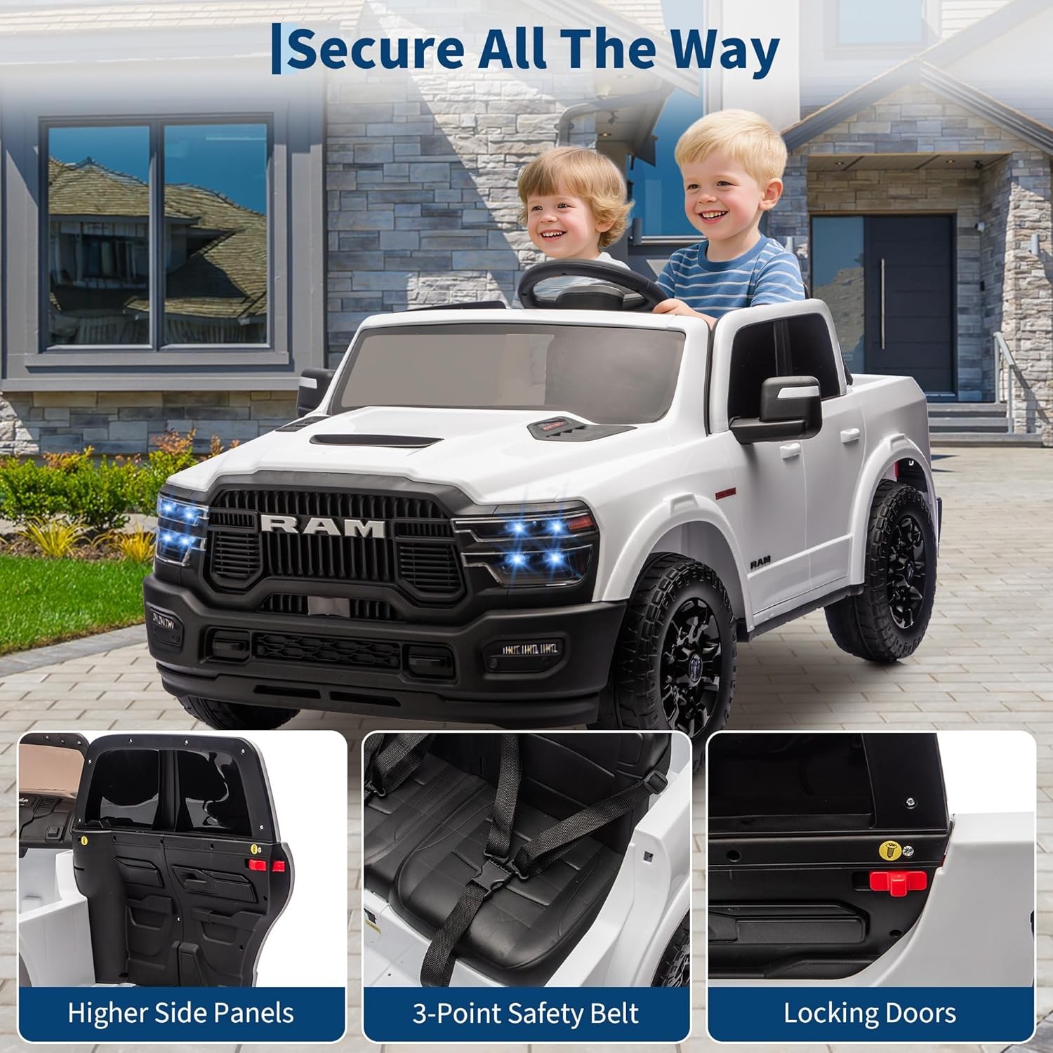 2 Seater Electric Car for Kids 24V Ride on Truck Toys Licensed RAM 2500 for Kids