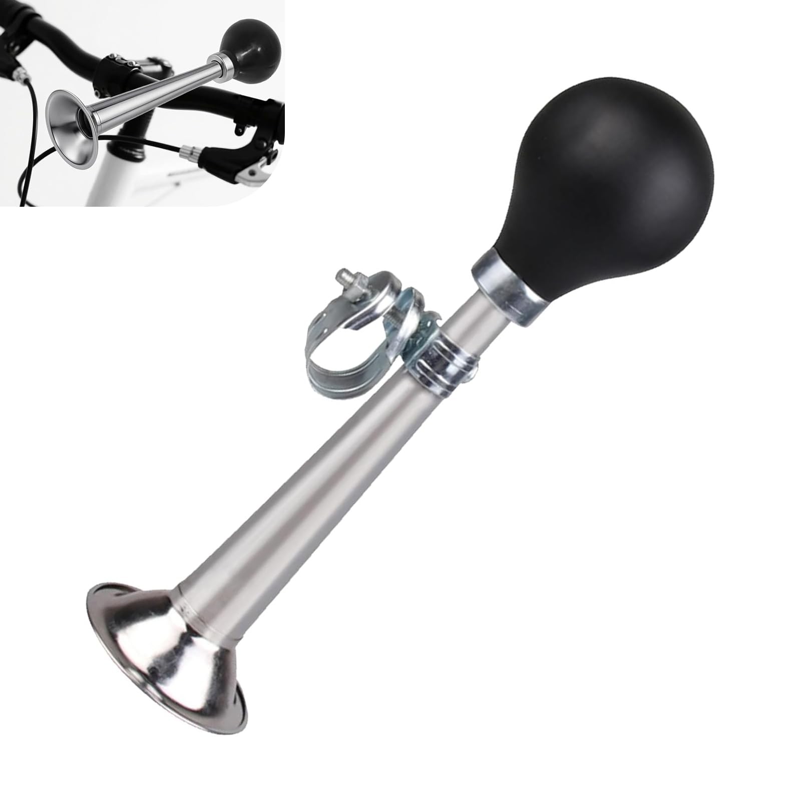 Bike Air Horn, Chrome-Plated Metal Clown Horn, Classic Retro Loudspeaker with…