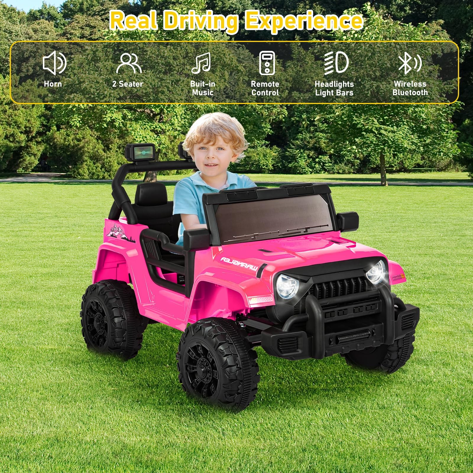 Hlivelood 12V Kids Electric 36.7 inches x 21.7 x 24.4 inches, Pink