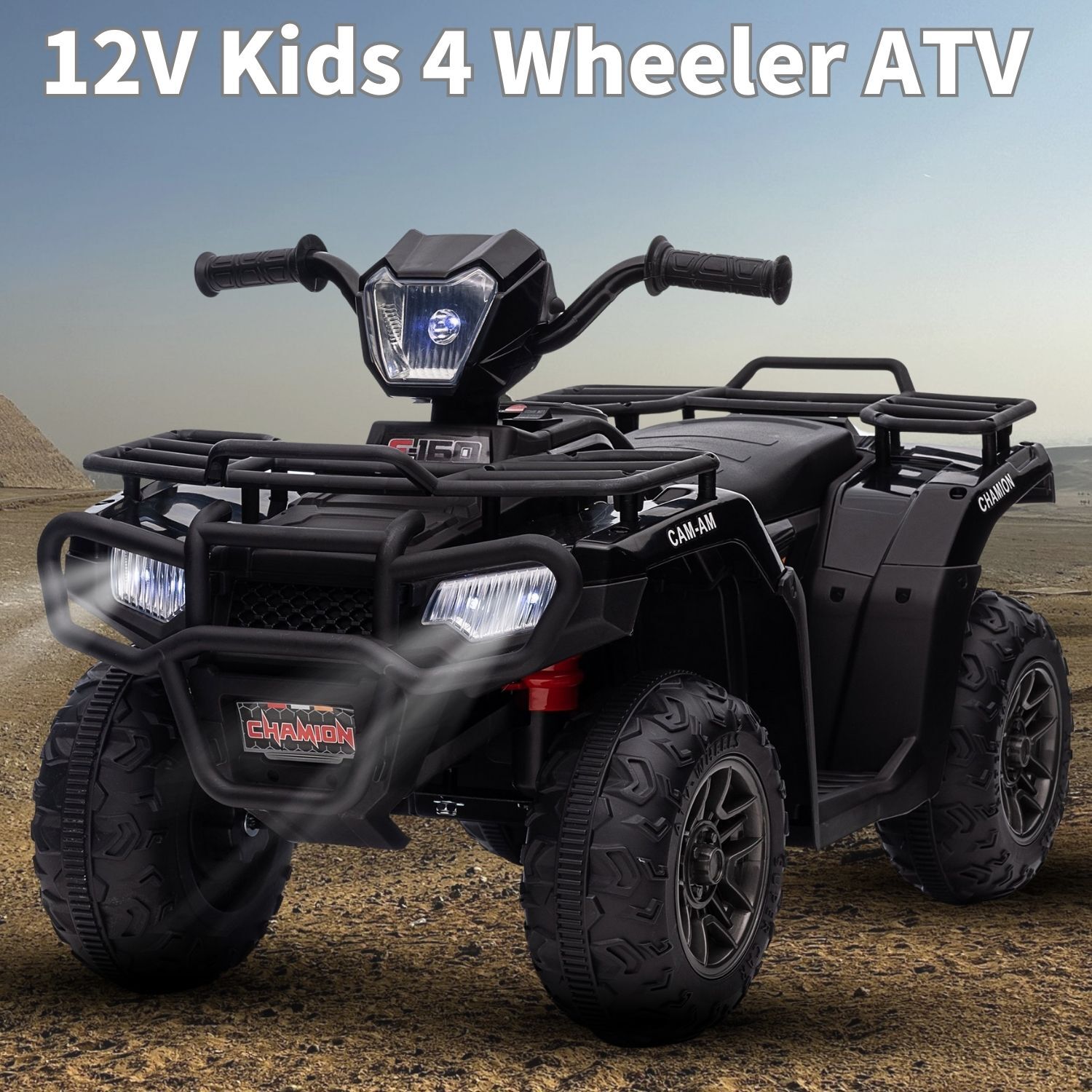12V Kids ATV Electric Vehicle w/LED Lights, High & Low Speed 4 Wheeler w/LED MP3