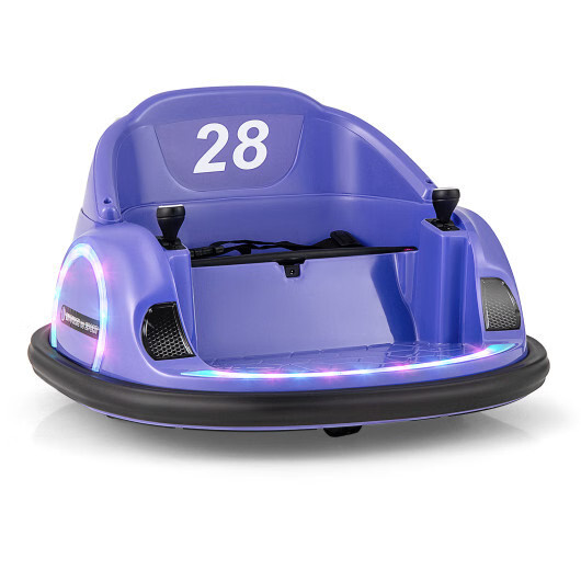 12V 360° Ride on Bumper Car for Toddlers with Remote Control-Purple – Color: Pur