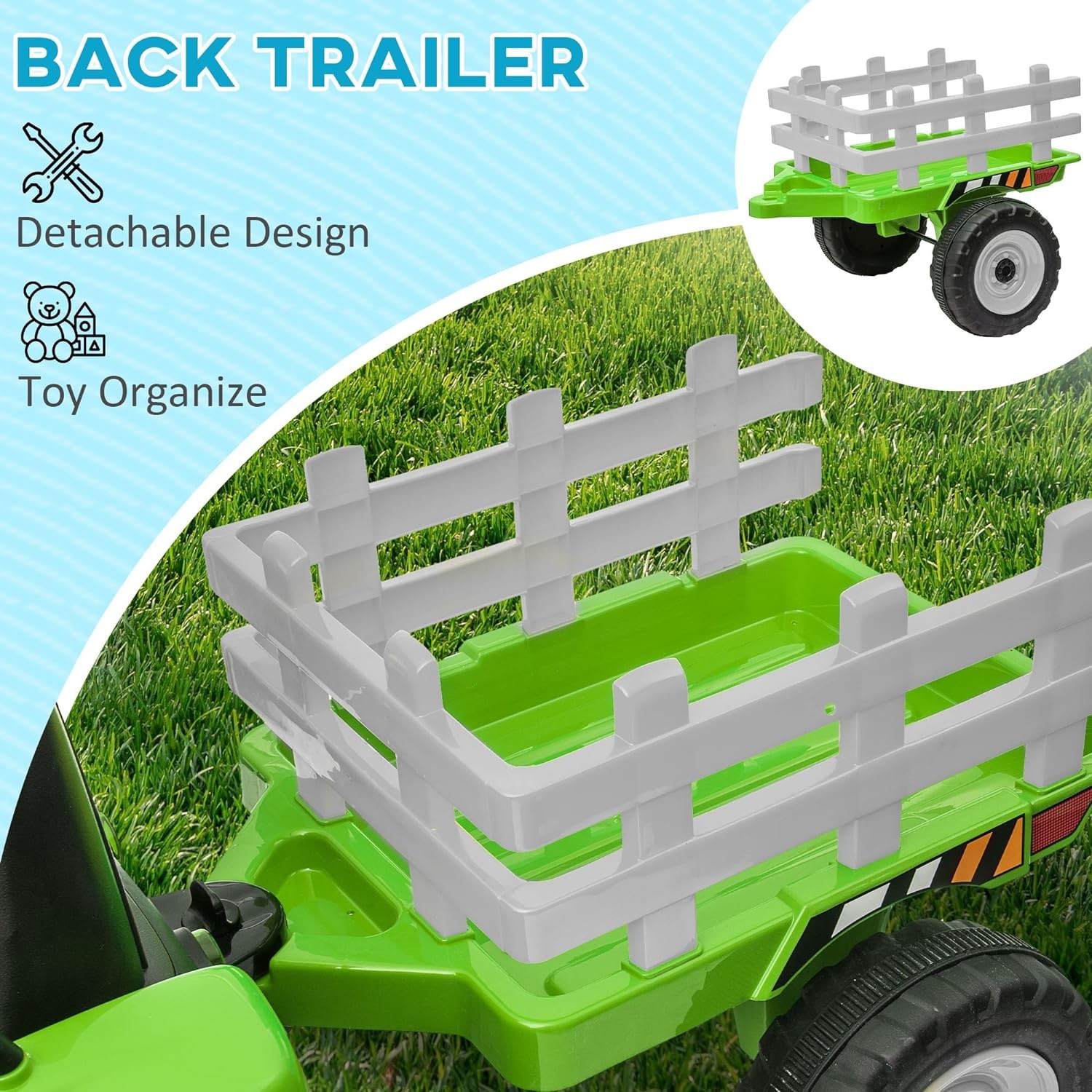 12V Kids Ride On Tractor Car with Trailer Electric Vehicle Toy w/ Remote Control