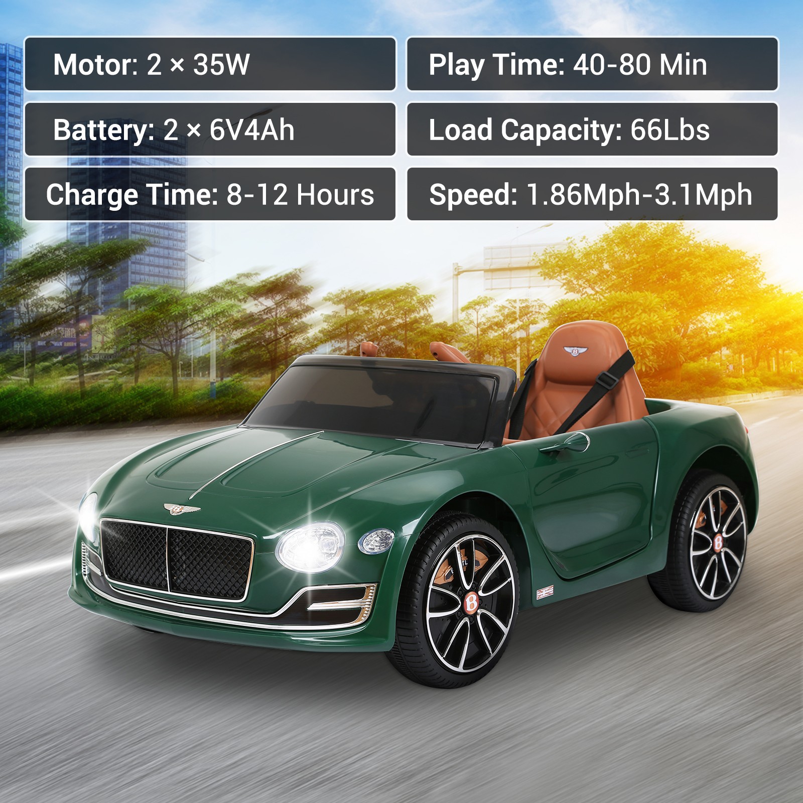 Kids Electric 12v Battery Powered Car Ride On Toy Bentley Style w/Remote Control