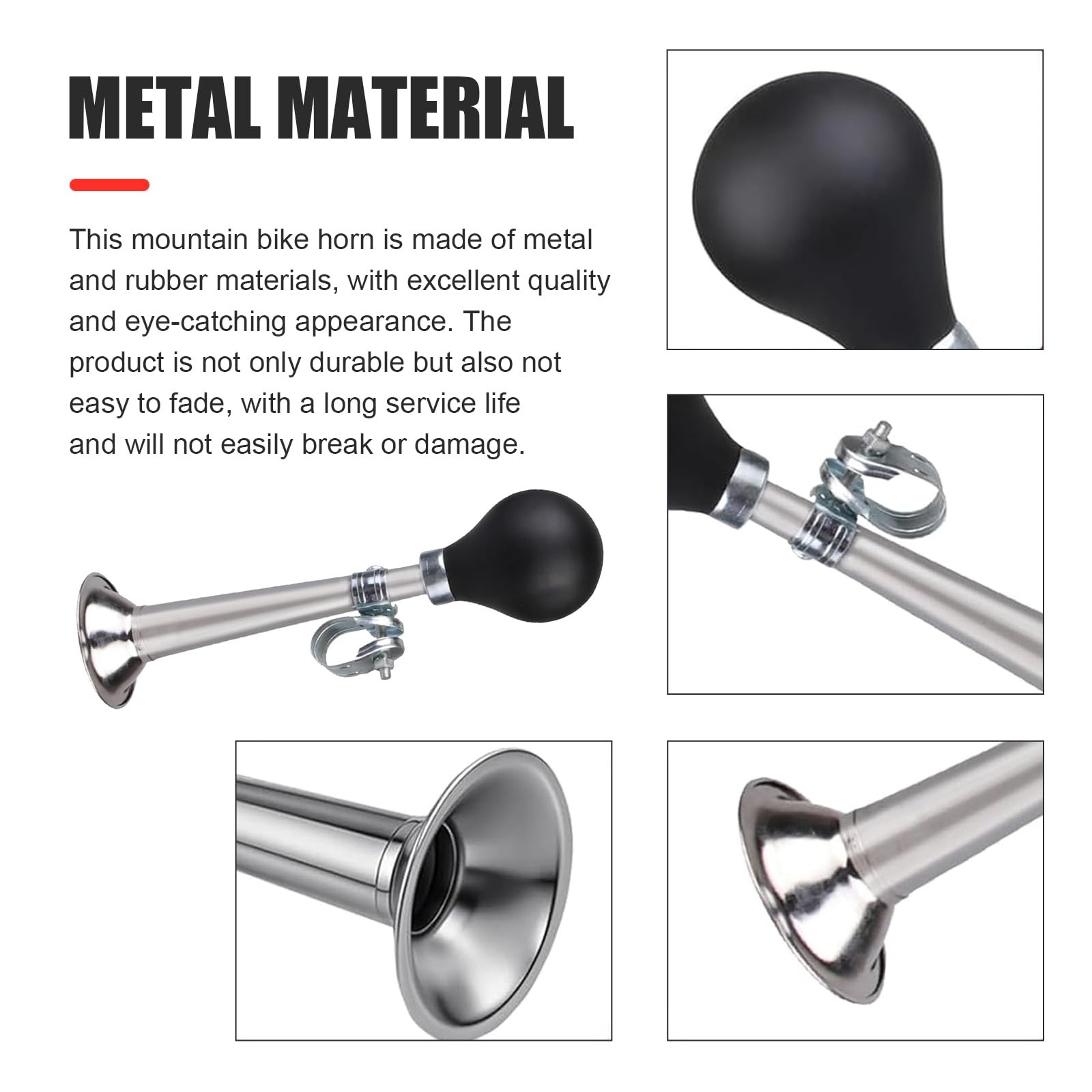 Bike Air Horn, Chrome-Plated Metal Clown Horn, Classic Retro Loudspeaker with…