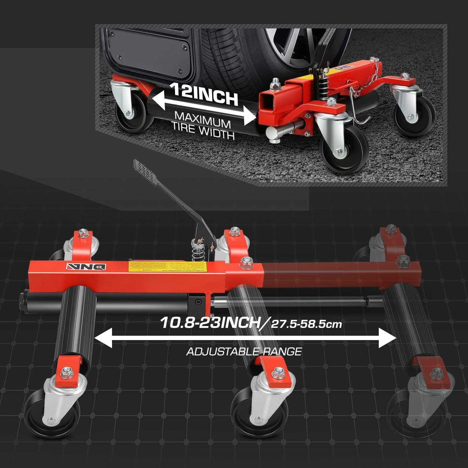 2Pcs Car Wheel Dolly Jack Set Hydraulic 1500 Lbs Car Skates, 12” Wheel Vehicle