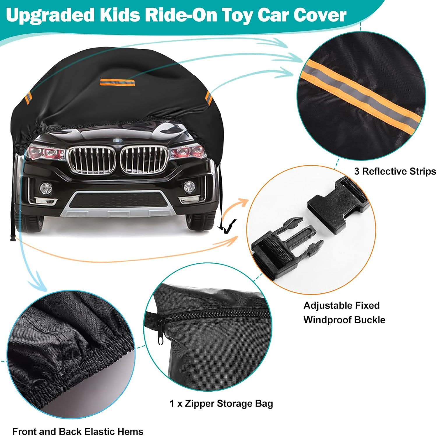 Kids Ride on Car Cover 2Pcs,Large Power Wheels Cover Waterproof,Heavy Duty 420D