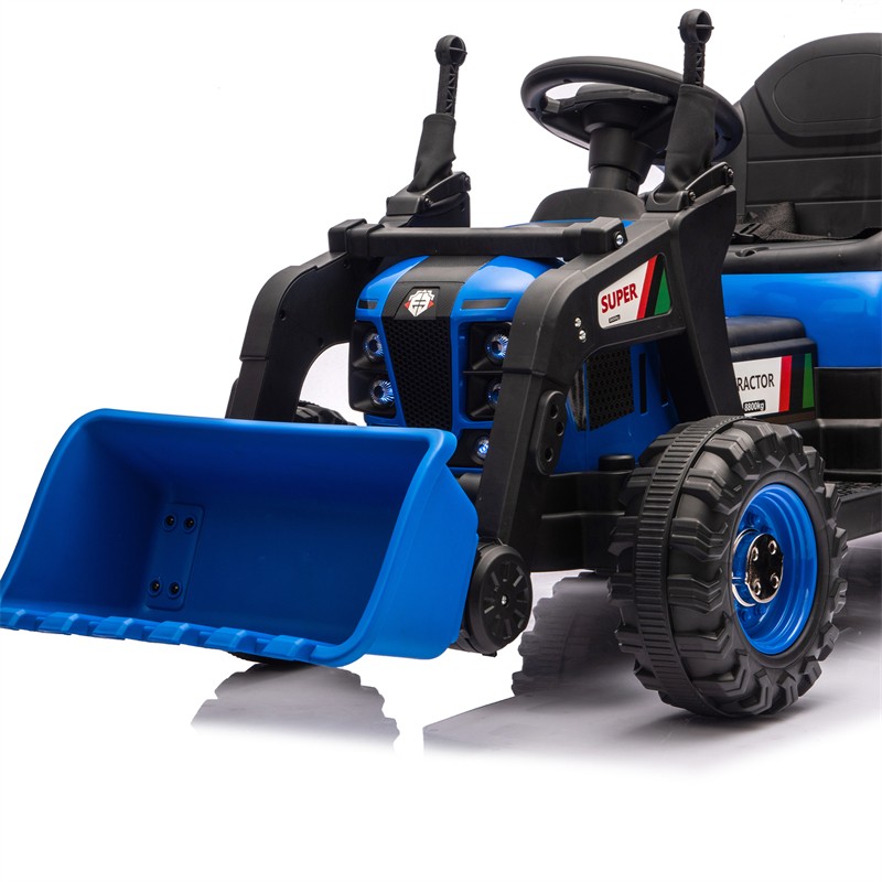 24V Ride On Tractor Toy w/ 4-in-1 Construction Attachments 3-Speed Aged Around 5