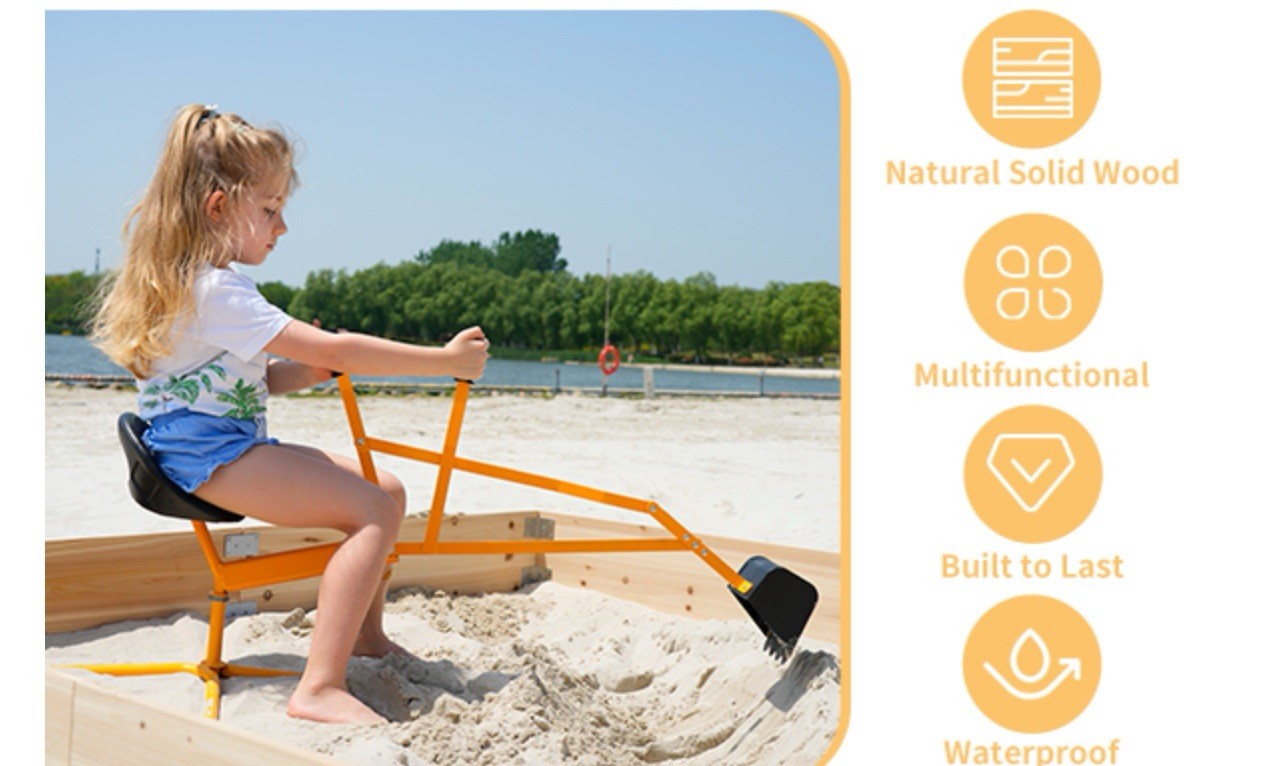 Excavator Ride-On Toy for Sand 360° Rotating Sandbox Digger – Outdoor Fun