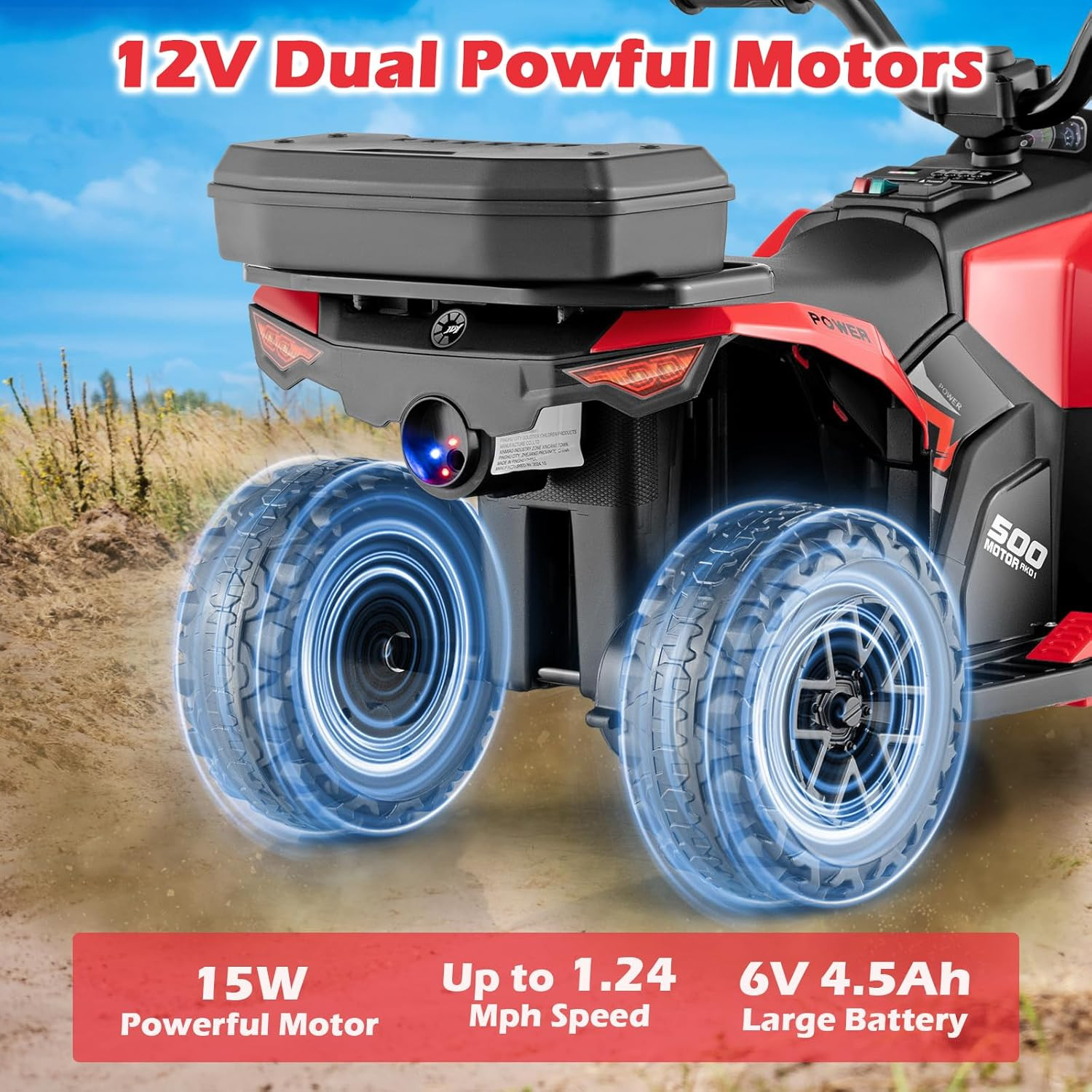 Kids ATV with Spray Function, Remote Control, Storage Trunk, 6V Toddler Ride on