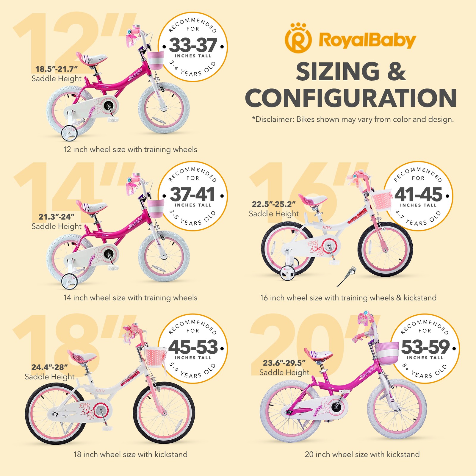 RoyalBaby Princess Girl Kids Outdoor Bicycle 18″ with Kickstand (Used)
