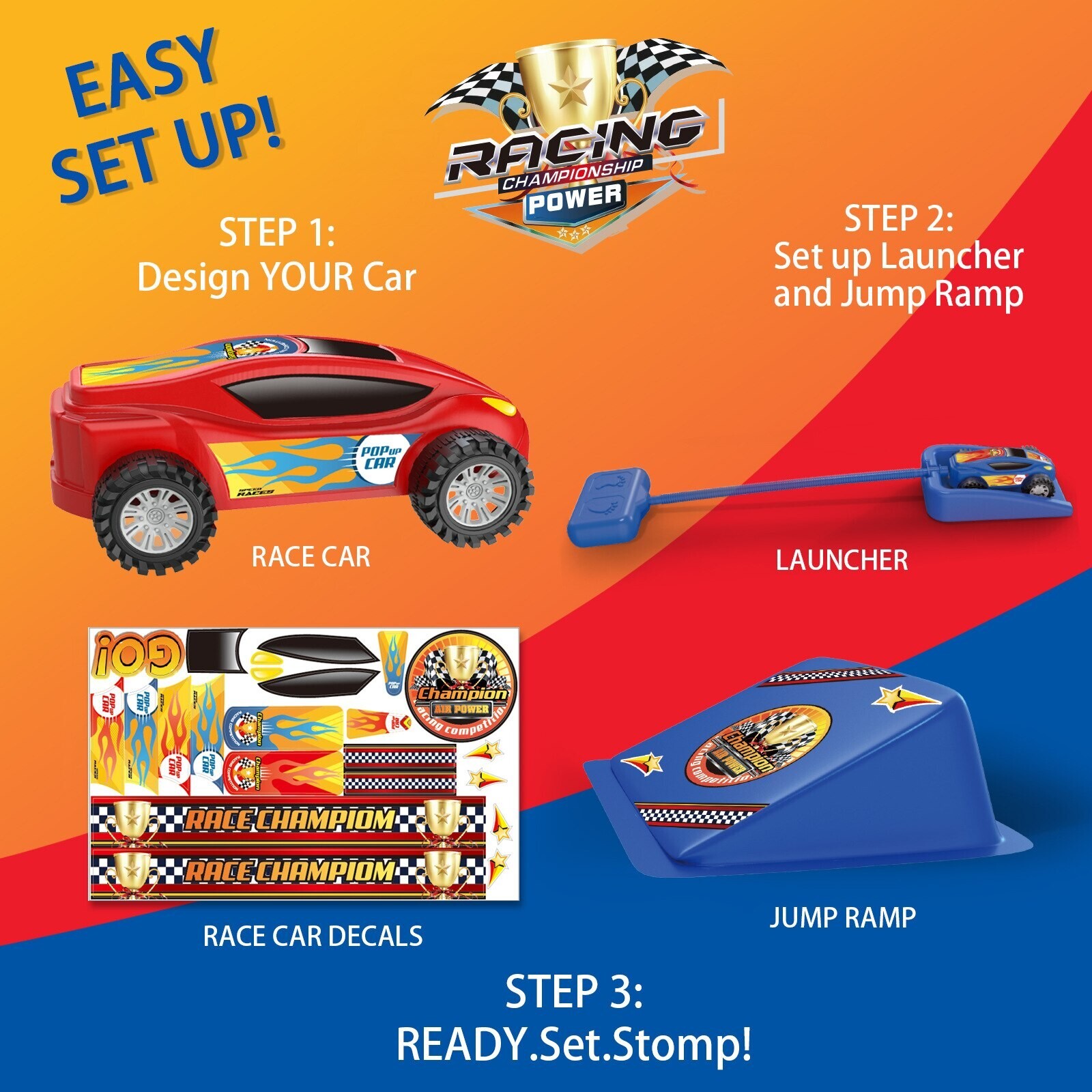 Outdoor Toys For Kids Launch Rocket With 2 Cars Foot Pneumatic Car Play Vehicles