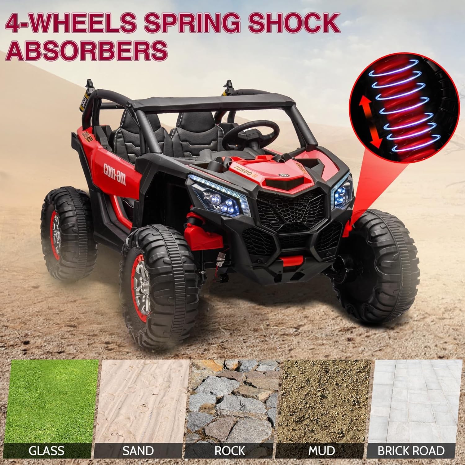 24V 2-Seater 4WD Kids Truck 300W Power with Remote, Spring Suspension Multicolor