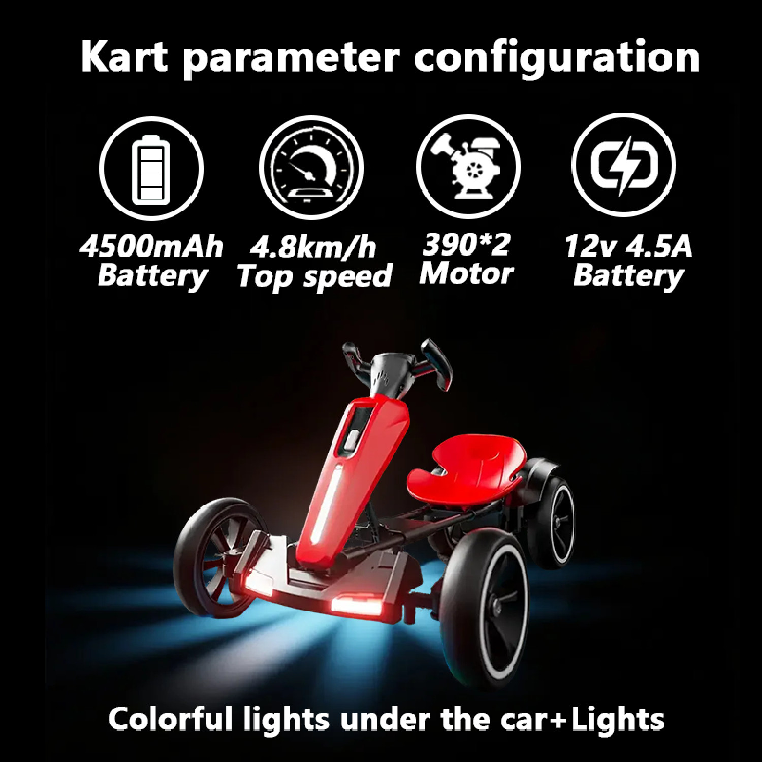 12V Electric Kids Foldable Go Kart Ride On Toy Adjustable Seat EVA Wheels Age3-6