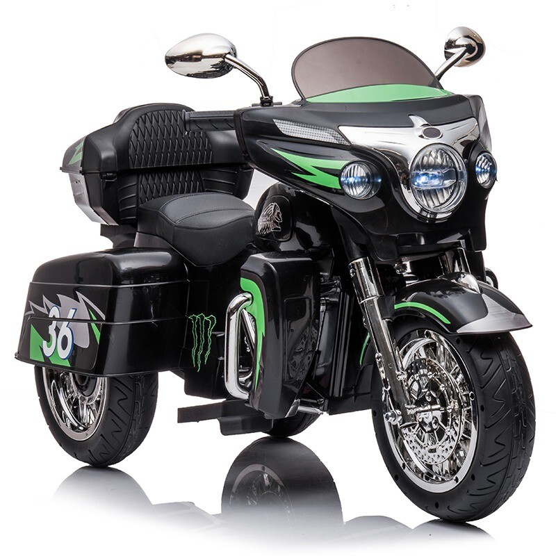 12V Kid Motorcycle Ride On Toy Key Start 3-Wheel 2-Seat Motorbike for 3-6 Black
