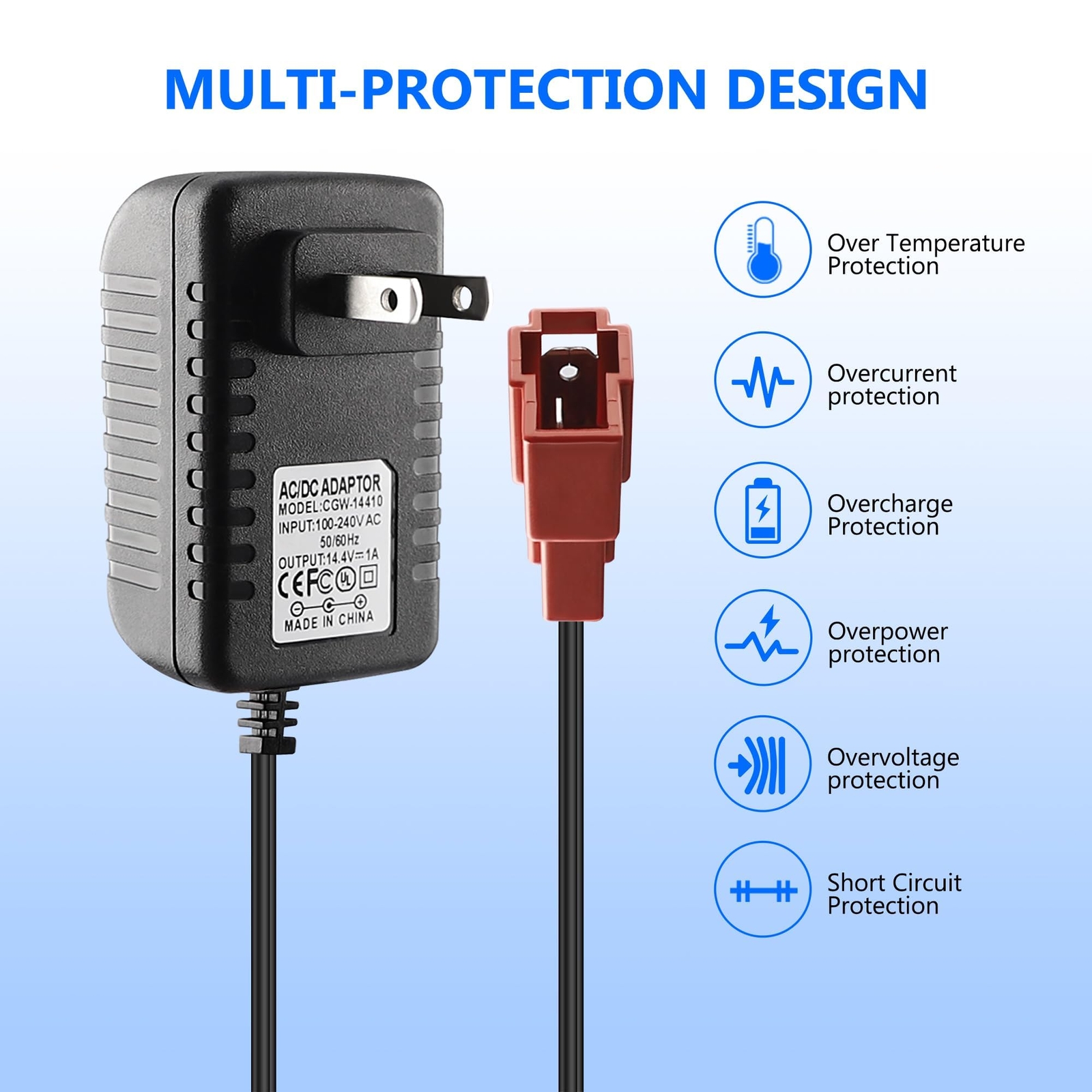 12 Volt Battery Charger for Ride On Toys, 14.4V 1000MA Battery Charger for Kids