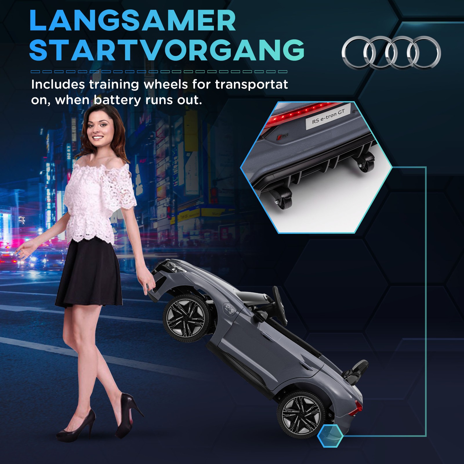 12V Kids Electric Ride On Car, Licensed Audi with Remote, Gray