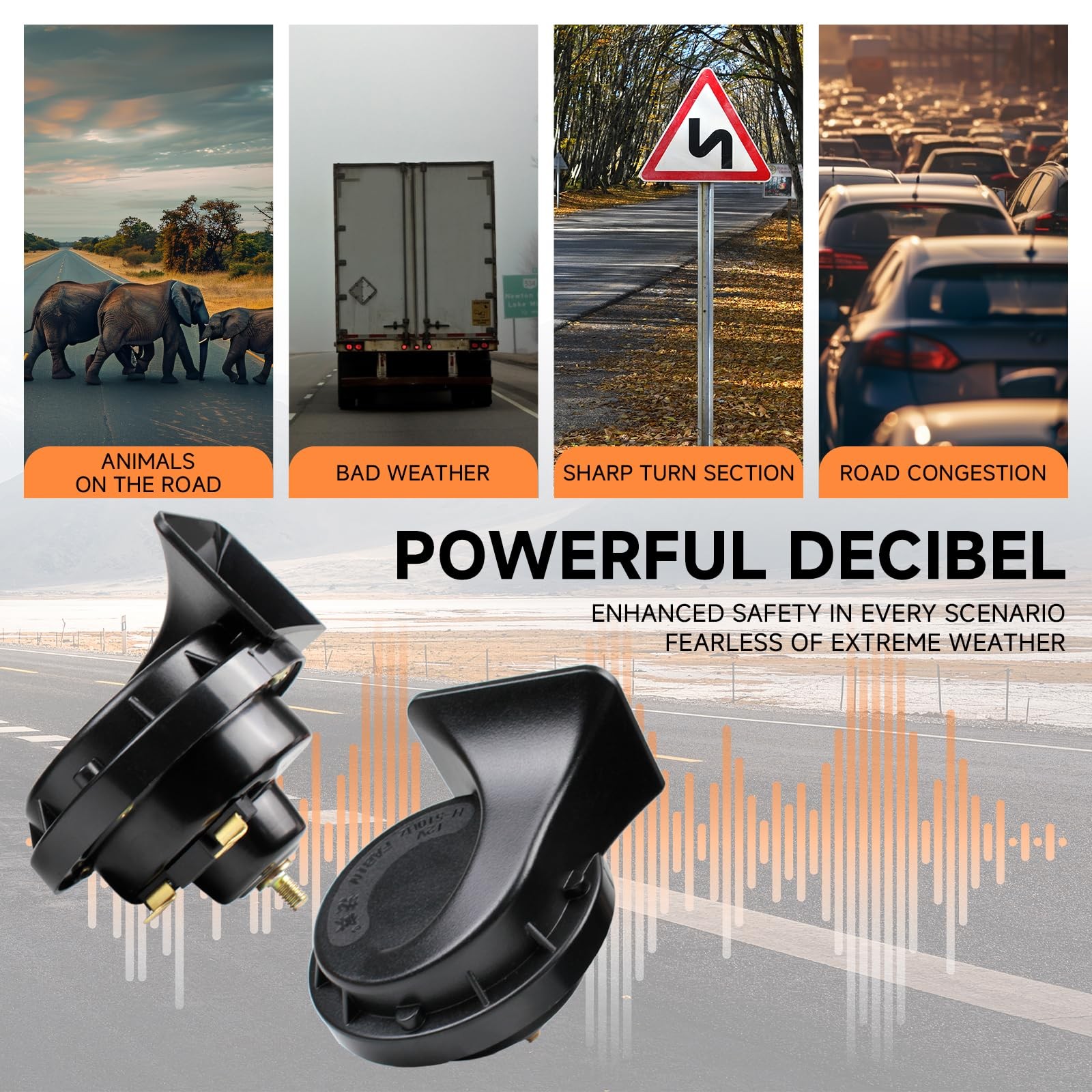 Horns Auto Horn 12V Car Horn Loud Dual-Tone Waterproof Electric Snail Horns K…