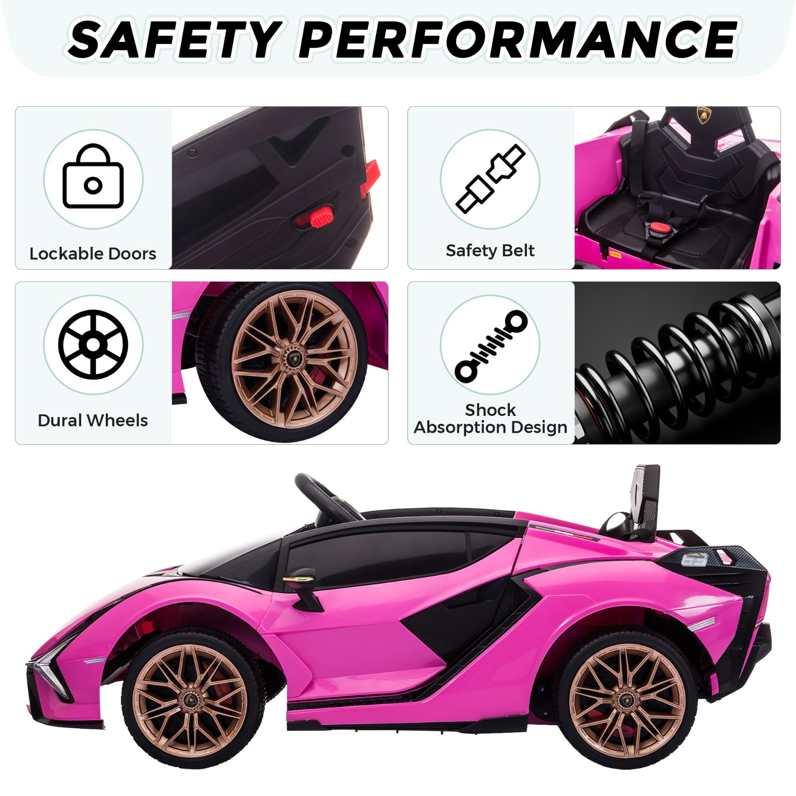 12V Kids Ride On Car, Lamborghini SIAN Electric Car for Kids w/Remote Control