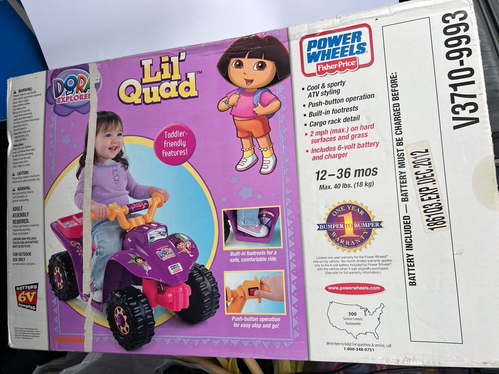 Power Wheels Dora The Explorer Jeep Wrangler Ride On Toy 1-3yo 40 Lb EXPIREDBATT