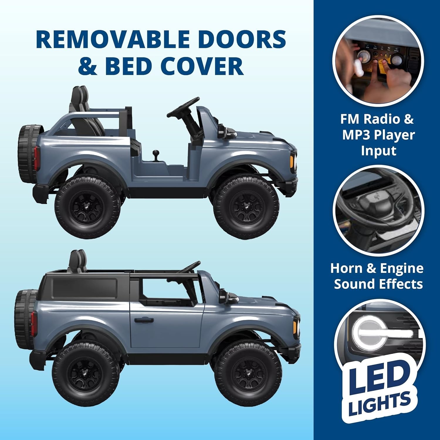 Battery Powered 12V Ford Bronco for Kids – 2-Seater Electric Adventure, Ages 3-7