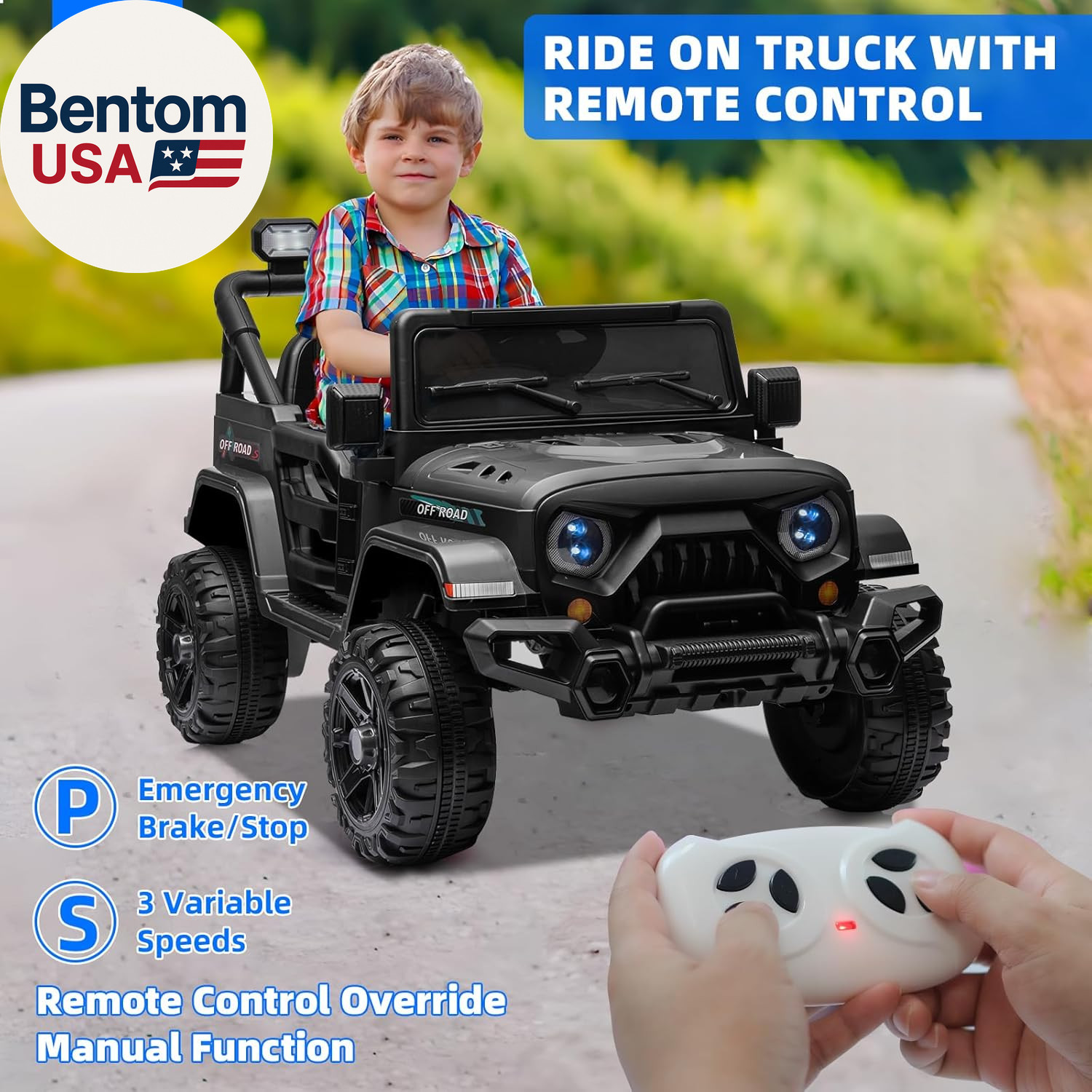 12V Kids Electric Ride on Truck Car Remote Control, Twin 35W Motors 3.5MPH Max S