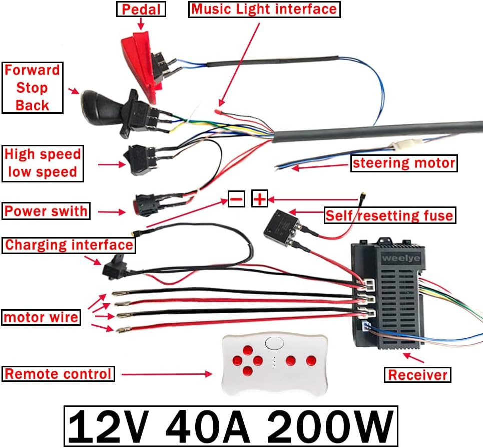12 Volt DIY Modified Wires Harness for Power Wheel,12V High Power Self-Made Dual