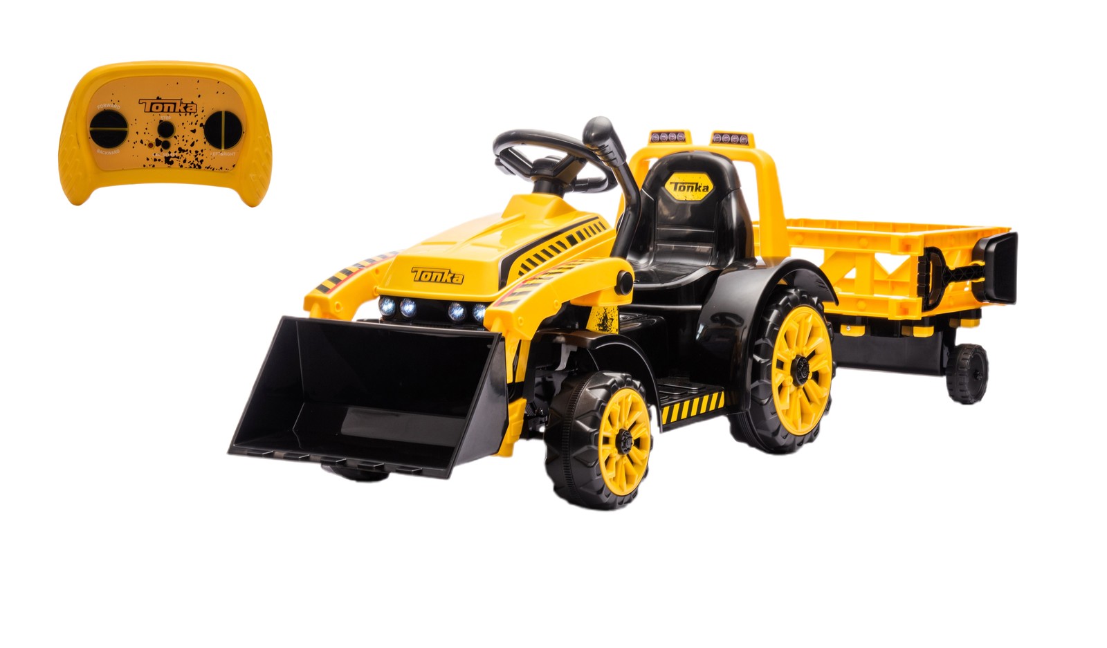 Ride On Cars Tonka 6V Construction Tractor Ride-On with Trailer Kids Ride On
