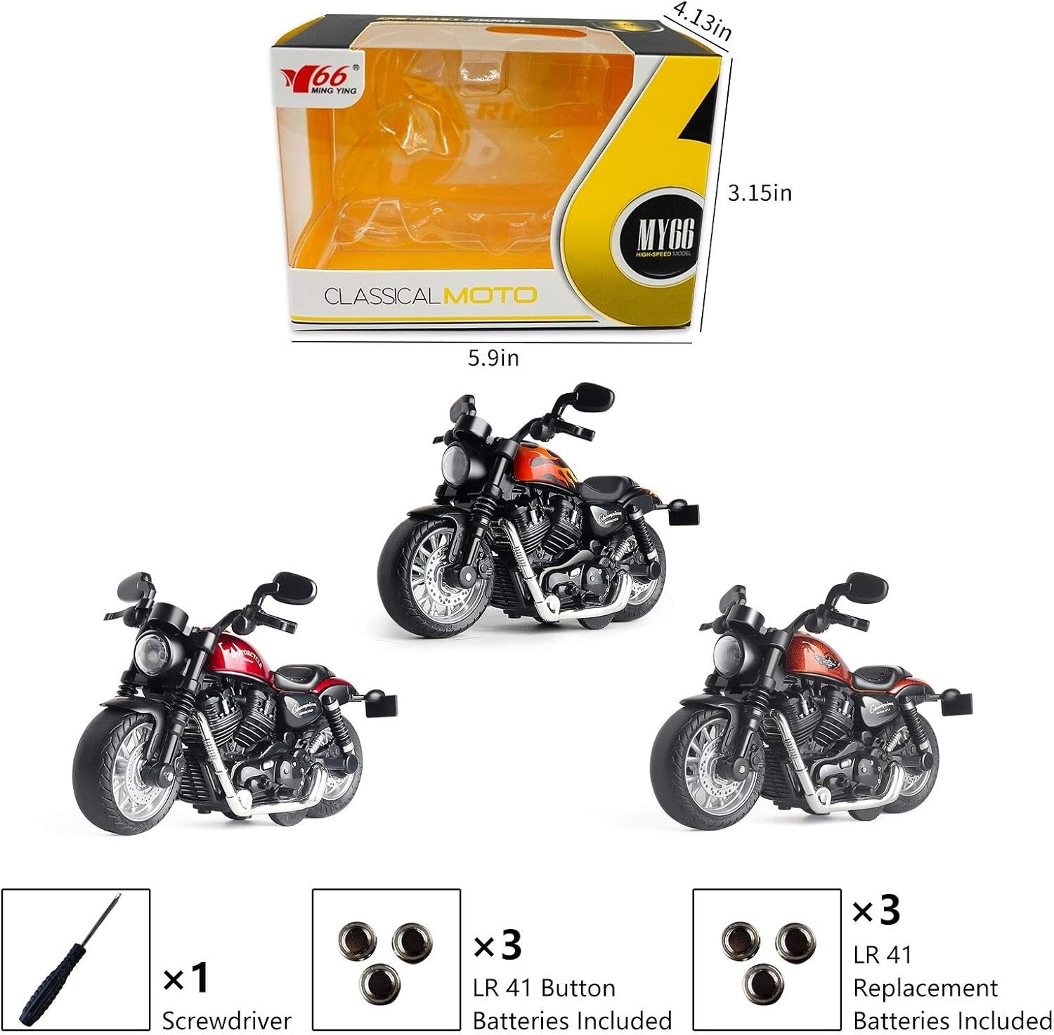 Mini Pull Back Motorcycle Toy with Sound & Light – Perfect for Toddlers Age 3-9